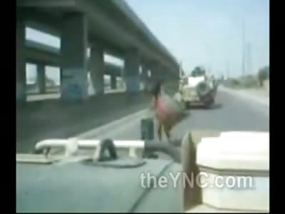 Crazy Arab Lady Dances Naked in Front of US Humvee 