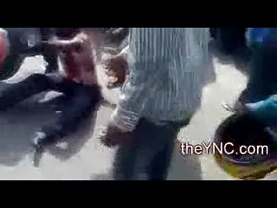 Necklacing...still Alive and Well in Africa, Man is Kicked, Beaten with a Table, and then Set on Fire to Death in Africa