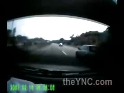 First Person View of Fatal BMW Car Accident on Expressway