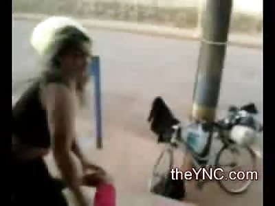 Crazy Crazy Woman Pounds the Pavement with the Head of her Opponent, Brutal Beating