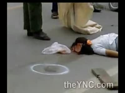 Woman's Head Crushed like a Watermelon .... Brain Leakage