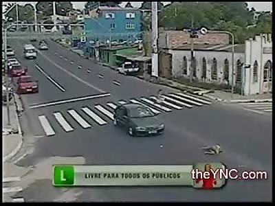 Little Girl in Yellow  gets Tossed 20 Feet after making the Wrong Decision on the Road