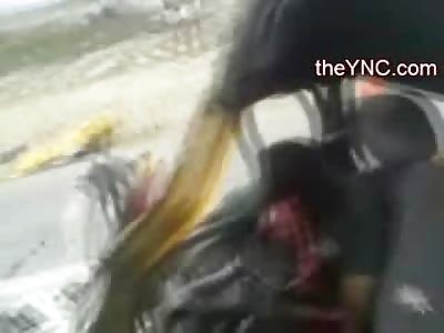 Driver has his Brains hanging out onto his Lap his Friends Dead Run Over in the Street
