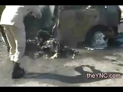 Fresh Fried Brains, Man Cooked to a Crisp has his Brains Exposed and still Smoking