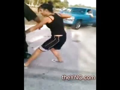 Girl gets her Ass Beat and thrown into a Ditch to Boot