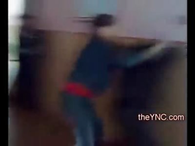 Bigger Girl with Long Ponytail gets KO'd by Scared Little Blonde Boy 