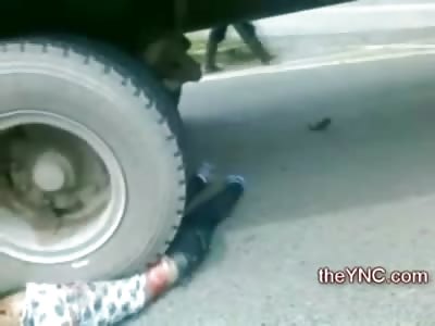 Multiple Angles of Young Girl with a HUGE Dump Truck sitting on her Head