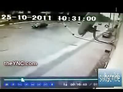 Oblivious Man Should Run to Church and Thank God ... Car Literally Misses Him by Centimeters 