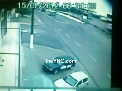 Double Riding Bikers LAUNCHED down the Road that they came In on