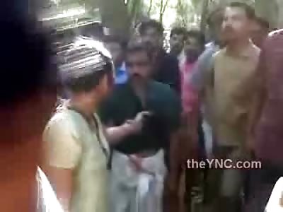 Crazy Indian Chick Beats up Old ass Disgusting Man.....LOL