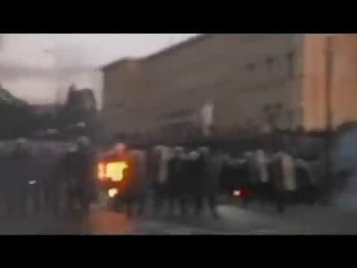 Protestors in Greece throw Fire Bombs at Police during Protests