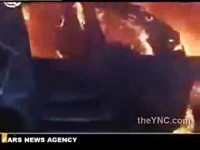 TORCHED: Burning Man Crawls out of Car Following Horrific Bombing in Lebenon