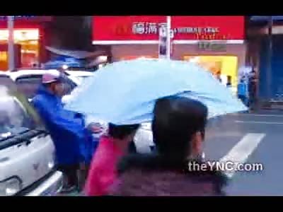 Suicidal Lunatic Runs Head First into Car