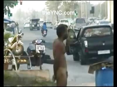 Deranged Naked Man in a World of his Own Terrorizes the Locals