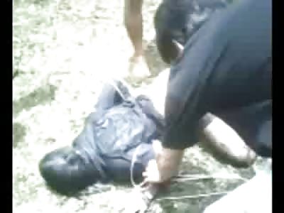 Drowned Brunette with Beautiful Long Hair pulled out of Water 