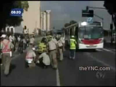 Man Hit Crossing the Road by Bright Yellow Vehicle