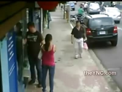 Pizza Delivery Kid on Motorcycle Brutal Head on Collision with Car