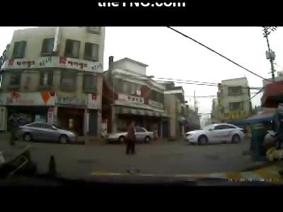 Rabbit in the Headlights..Confused Elderly Woman Trampled to Death in Front of Horrified Pedestrians(SLOW MOTION ADDED) 