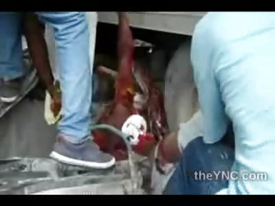Ripping out the Disgusting Remains of Man Crushed under Truck