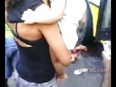 Girl in Short Black Miniskirt Won't Be Showing off her Legs anytime Soon