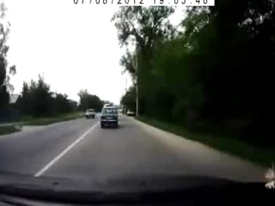 Scooter Rider makes Fatal Mistake trying to Pass a Vehicle at the WRONG Time (Was Fatal)