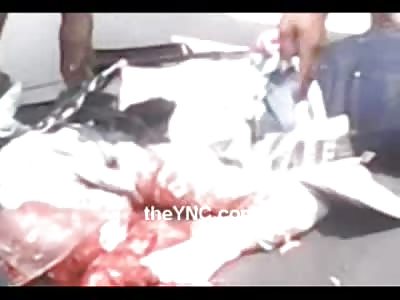 Girls Brains Fall out of her Helmet as she is Moved off the Street