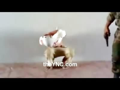 One Shot to the Head Pistol Execution of Man Blindfolded in Syria