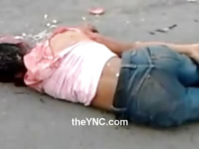 Fatal Couple Man with Smashed Head  still Moving in the Street 