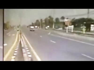 Biker falling Asleep at the Handlebars is killed by Car on the Highway