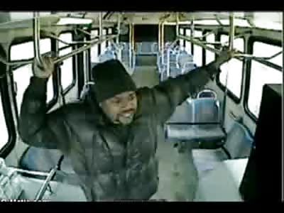 Bad Ass Old Man Bus Driver beats the Hell out of his Black Passenger and then Drags his Ass out on the Street