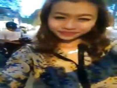 NOT ONE FUCK WAS GIVEN THAT DAY: Man in Wheel Chair Jerks off in Public Behind Asian Girl