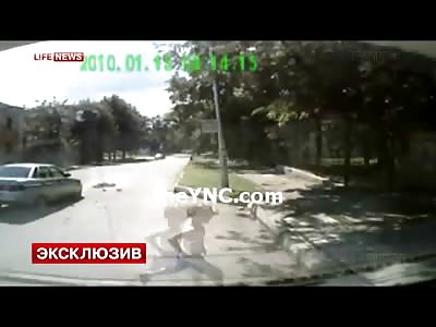 Poor Little Girl in Pink Sweat Pants forgets to Look both Ways