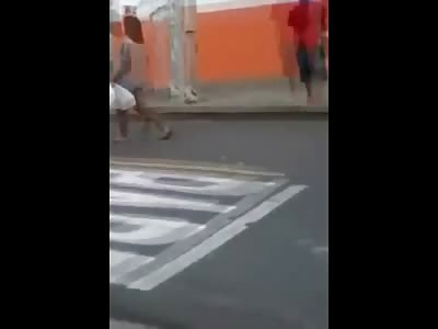 Complete Asshole Trips up a Poor Girl Shopping with her Mom 