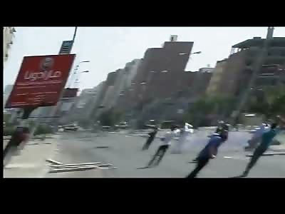 Unarmed Protester Shot in the Stomach and Killed by Military Forces in Egypt (2 Views)