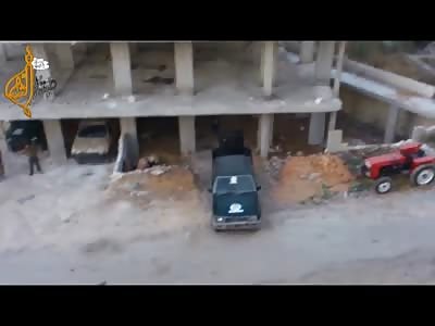 Do you Hear Something?? Spectacular Airstrike on Rebels Firing Machine Gun 