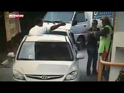 After Being Shot in the Leg by a Driver Service Attendant Grabs Gun and Shoots Driver to Death