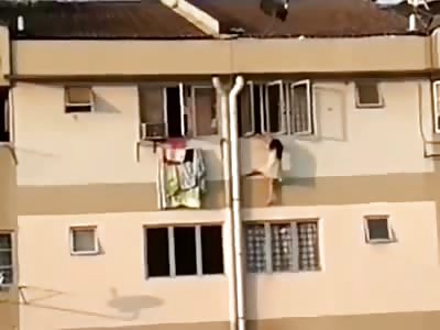 Poor Girl Dangling from her Window Can't Hold on anymore.....Falls to her Death
