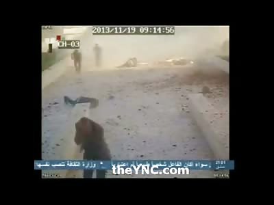 Absolutely Brutal Mortar Explosion lands in Front of Innocent People on a Park Bench