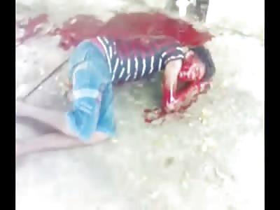 Short Video of Man dying from Stab to the Carotid Artery in the Neck