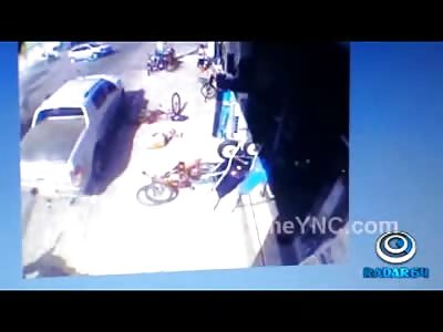 2 Cyclists hit by Out of Control Car one is Crushed to Death