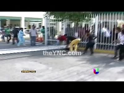 Poor Little Kid is Crushed by Iron Gate