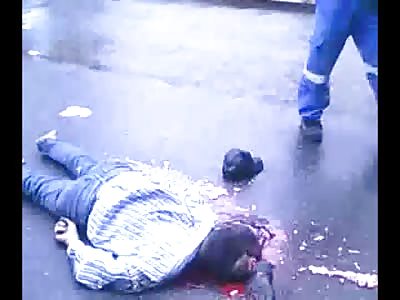 Quite Possibly the Best HQ Gore Footage in a Long Time ... Man's Brains Splattered Everywhere Dead Next to His Sandal