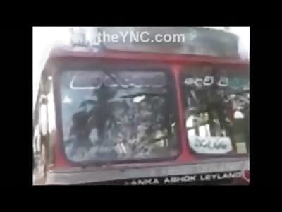 Couple in a Rickshaw Cart Crushed in Hood Of Truck After Head on Collision