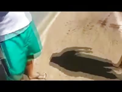 Man Tore Completely in Half after Motorcycle Accident..Great Footage of Both Halves 