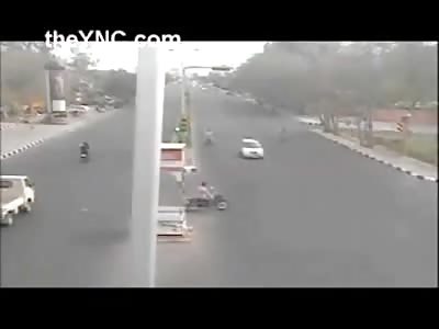 Brutal Fatal Impact of Motorcycle and Car T-Bone Fatality 