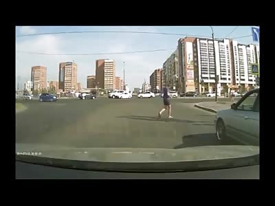 2 Girls on the Sidewalk get an Early Morning Wake Up from a Speeding Car 