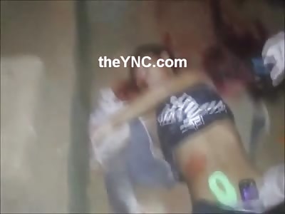 Absolutely Beautiful Dead Girl Being Examined at the Crime Scene of her Murder