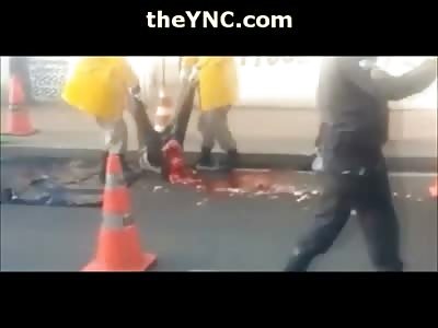 CLEAN UP: Woman's Head Crushed by Bus