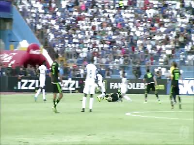 Brutal leg injury - football