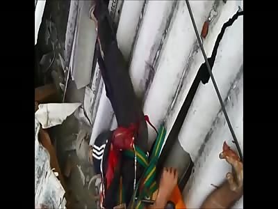 Worker lies dead with his leg mutilated after fall from a transmission tower